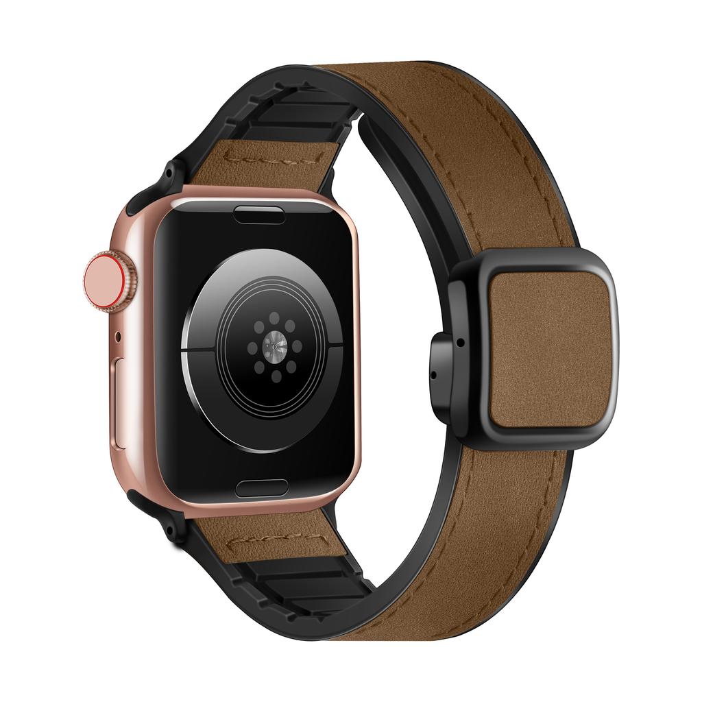Ремешок из натуральной кожи для Apple Watch 45мм 44мм 40мм 41мм 49мм 42мм Магнитный браслет correa Серия 9 8 7 6 5 4 SE Ultra 2