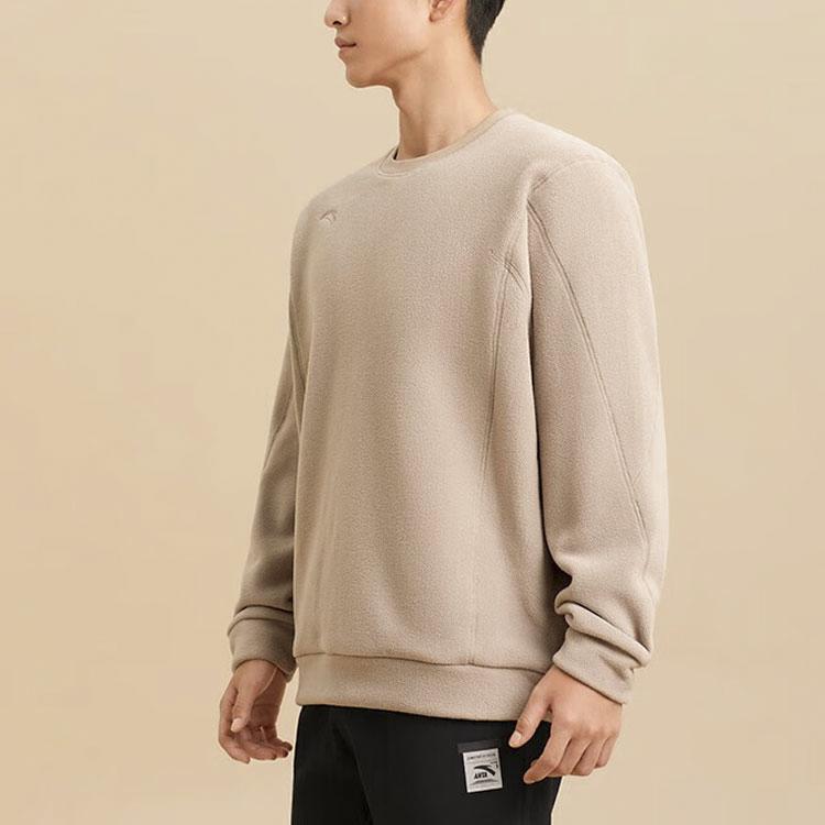 Anta Тренировочная серия однотонный круглый вырез пуловер флисовый свитшот мужской свитшот темно-серый коричневый 952347704-3