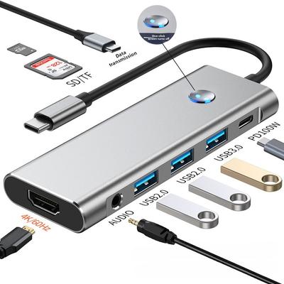 USB C Хаб 4K HDMI Type C Док Адаптер для ноутбука Многопортовый Конвертер экрана спящего режима с одной кнопкой для MacBook Pro Air