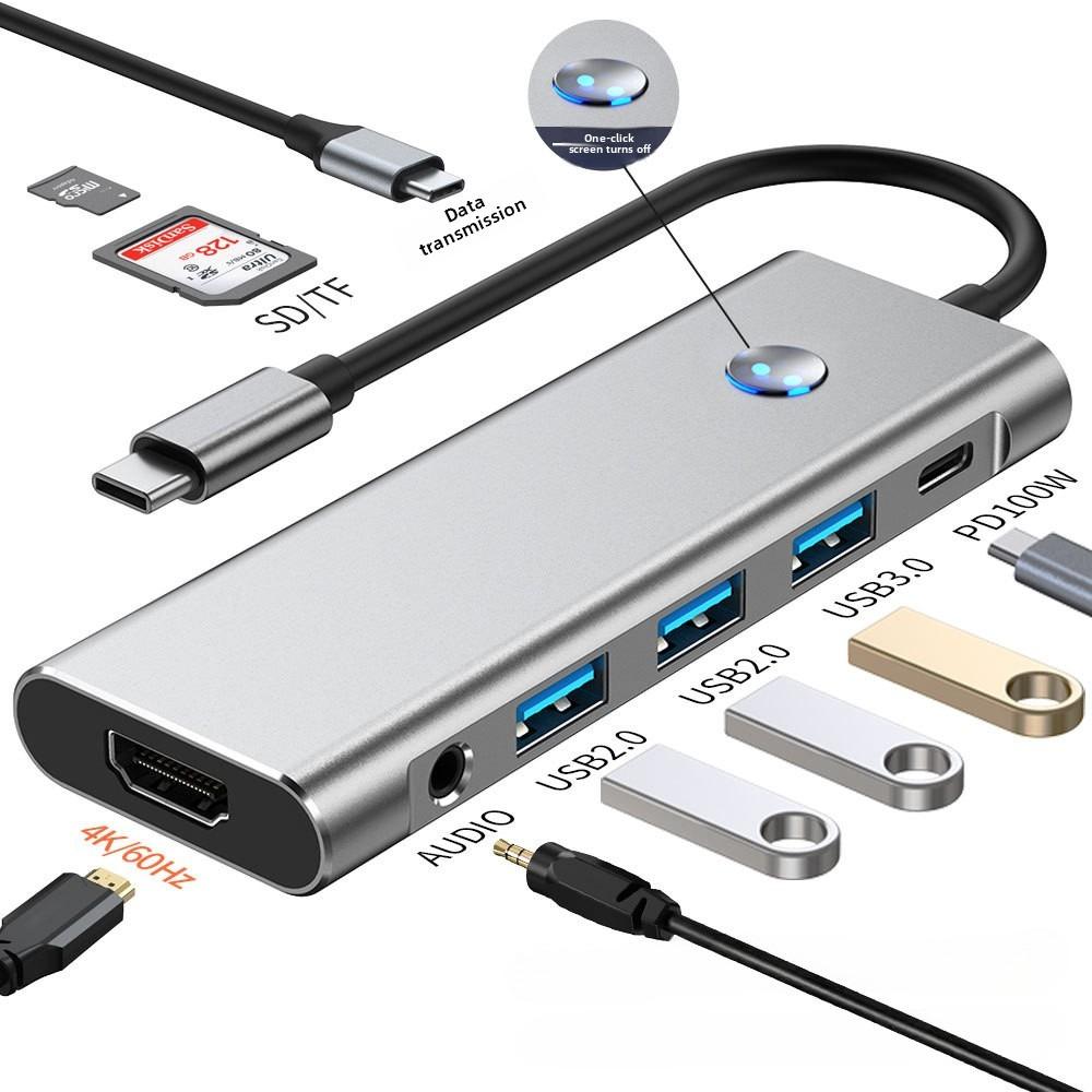 USB C Хаб 4K HDMI Type C Док Адаптер для ноутбука Многопортовый Конвертер экрана спящего режима с одной кнопкой для MacBook Pro Air
