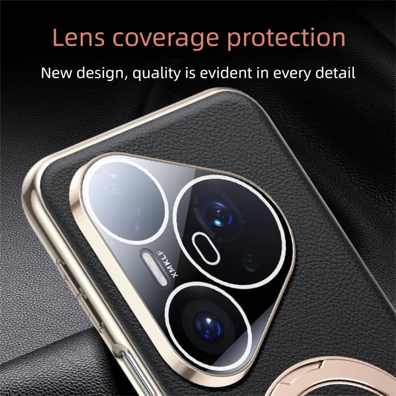 Премиальная магнитная обложка-подставка из веганской кожи для Huawei Pura 70 Ultra / 80 Pro+ Case 360° вращающийся металлический кронштейн гальванизированная рамка