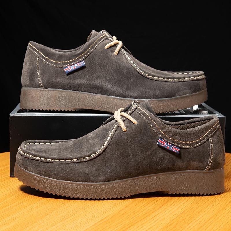 Autumn Winter Men's Casual Shoes Suede Leather Work Shoes Male Platform Business Shoes Outdoor Antiskid Walking Shoes Men Sneake