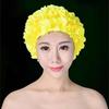 Women's Pleated Flower Swimming Cap Free Size Soft Long Hair Breathable Shower Cap Beach Surfing Protect Ears Elastic Caps Cozy