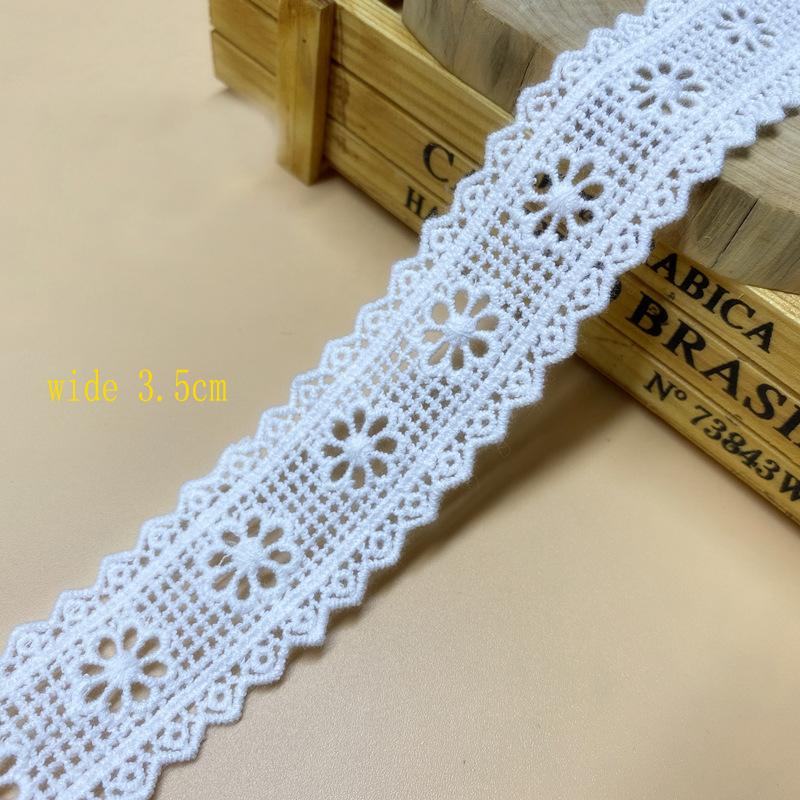 Newest 4meter/lot 2cm/2.7cm/3cm/3.5cm Wide Good Quality Off White Cotton Embroidered Plum Floral Lace Material Small Wide Trims