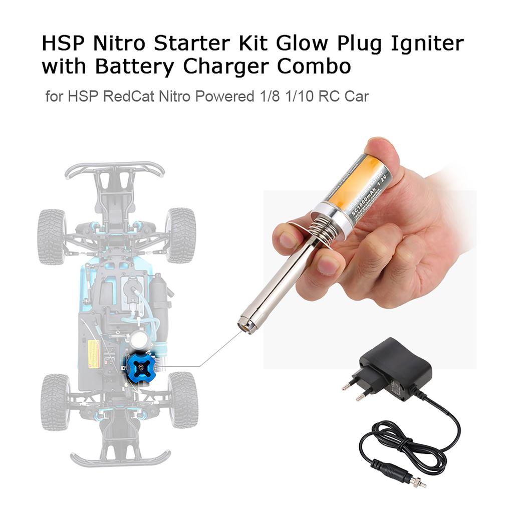 Starter Kit Glow Plug Igniter with Battery Combo for Powered 1Celsius8 1Celsius10 RC Car