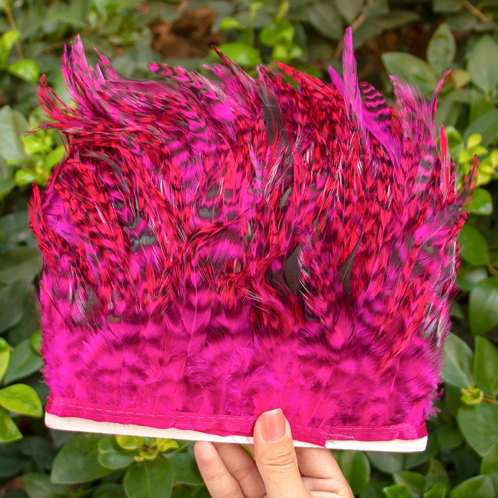 Перья1Метр Окрашенные Петушиные Куриные Перья Отделка 4-6 дюймов Натуральные Перья Фазана для Бахромы Ленты Рукоделия DIY Шитья Одежды Платья Декор