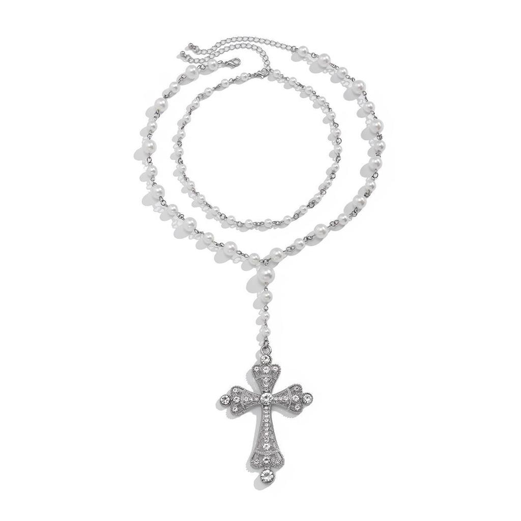 European-American Multi-Layer Geometric Pearl Necklace