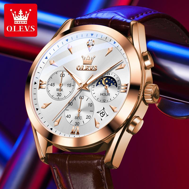 Men's Multifunctional Waterproof Luminous Quartz Timing Calendar Watch, Light Luxury Business Watch