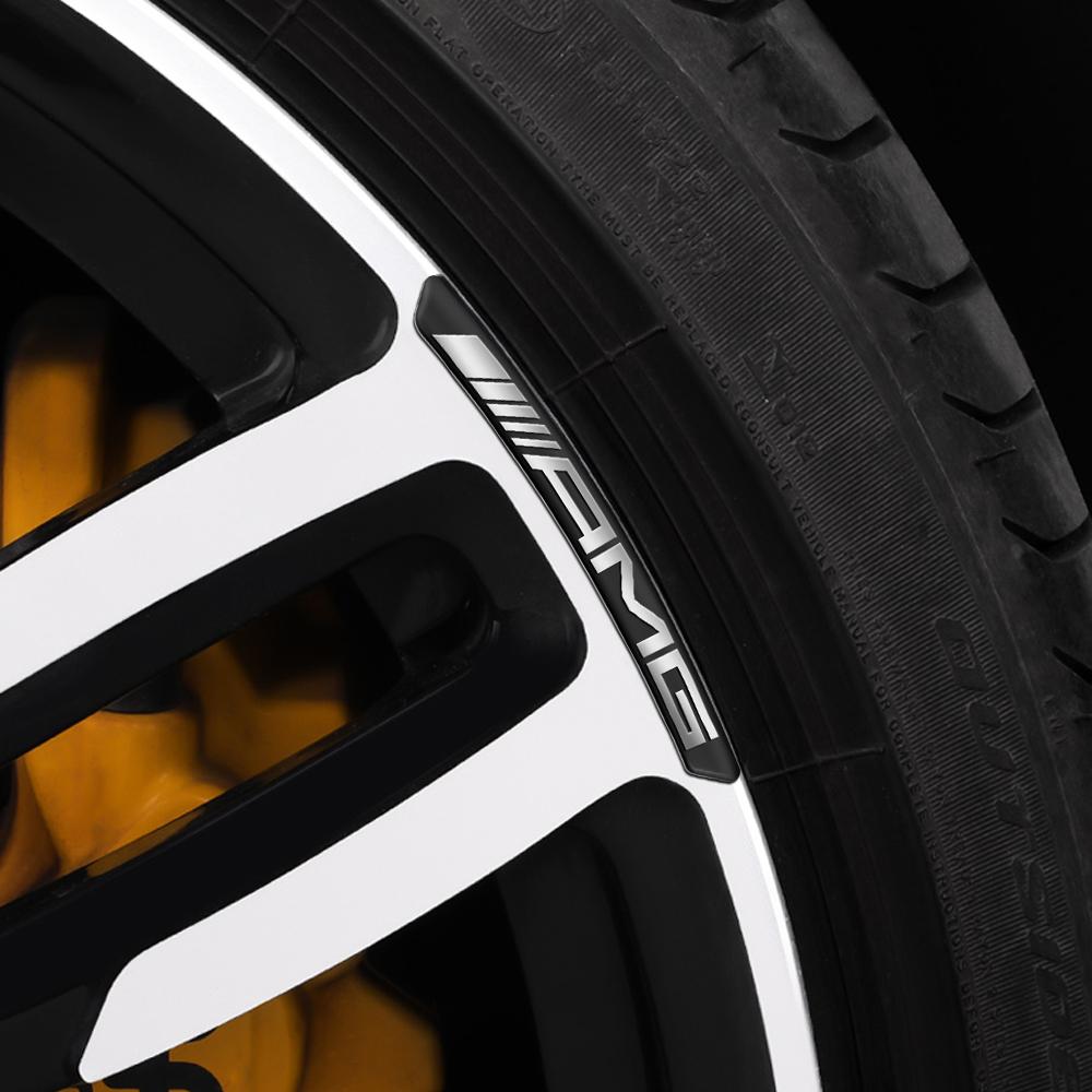 Для AMG W140 W168 W169 W176 W177 GLS GLB EQC CLS SLK A200 GLK A260 4 шт. 3D Алюминиевые Наклейки на Диски Колес Автомобиля Автоаксессуары