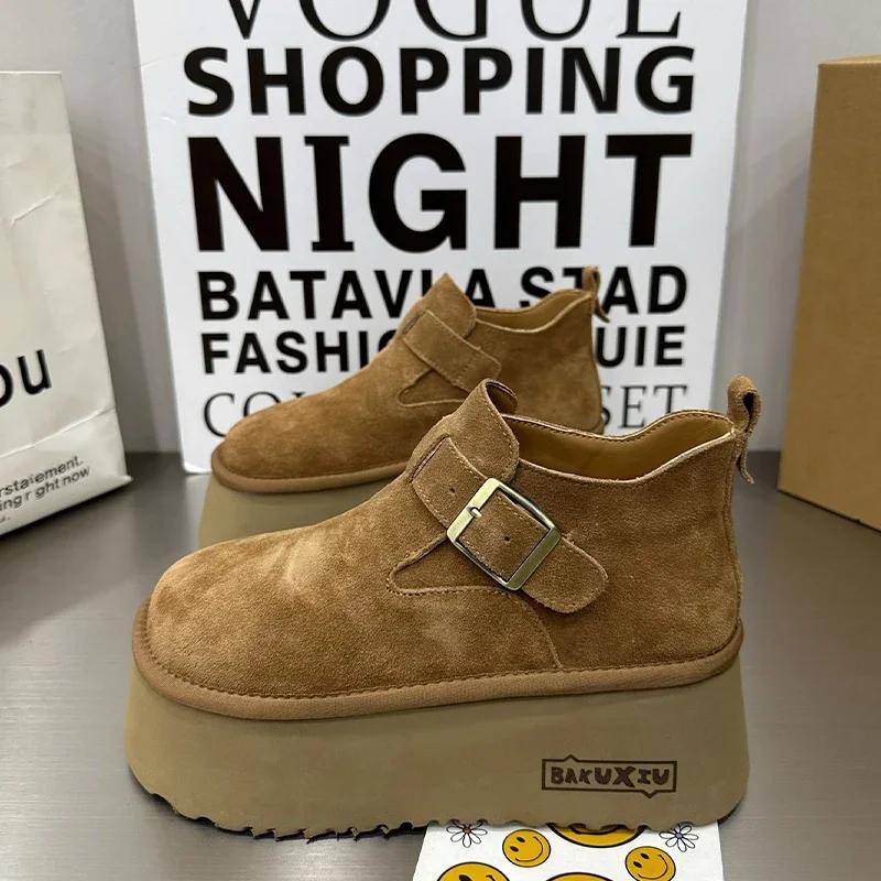 Модные женские кроссовки на платформе, туфли на плоской подошве, замшевые повседневные туфли для женщин 2025 года, модные зимние туфли для прогулок в стиле ретро, новые туфли Zapatillas Mujer