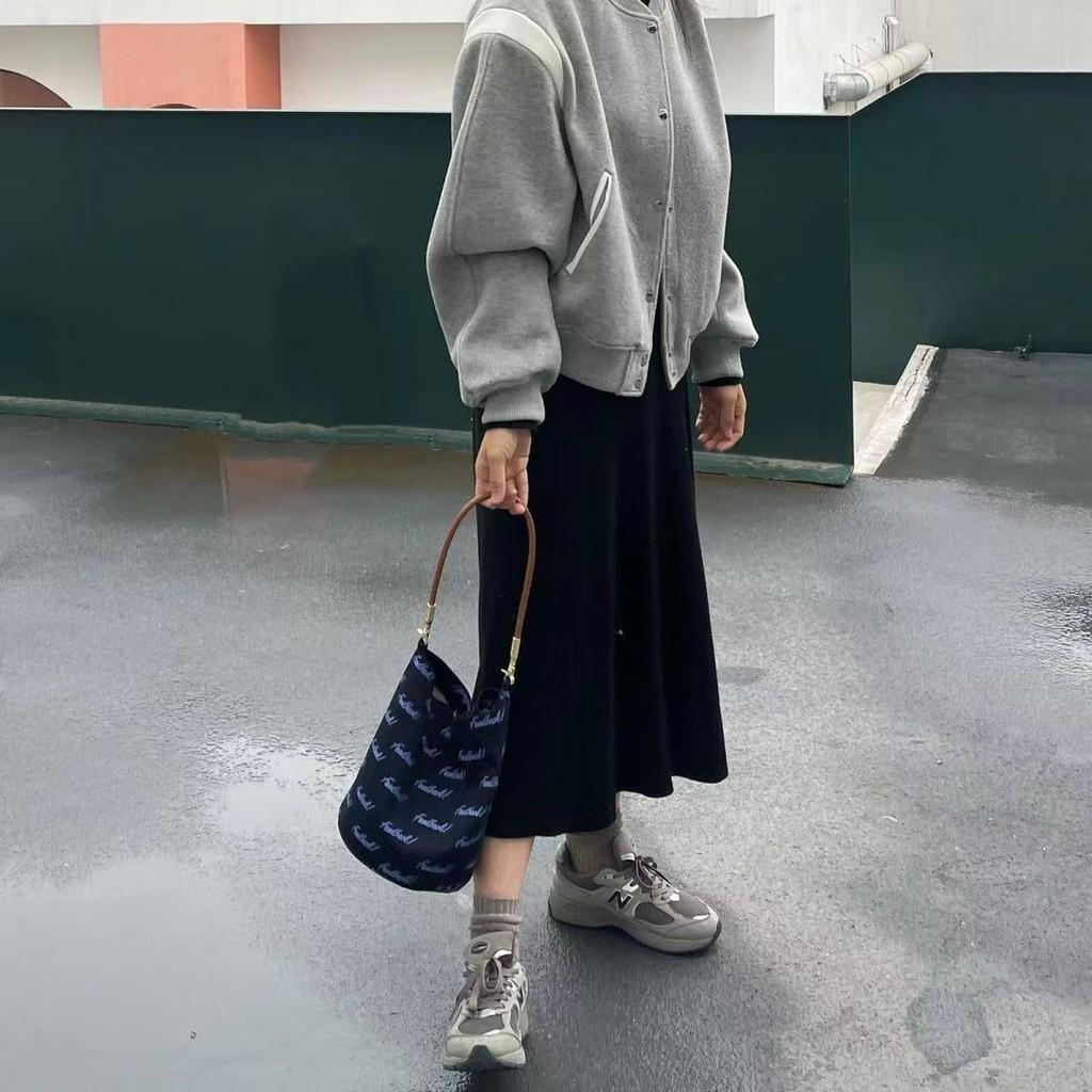 IELGY Женская тонкая парусная сумка из искусственной кожи с буквенным принтом и сумкой для барабанов, повседневная японская простая тканевая сумка для подмышек