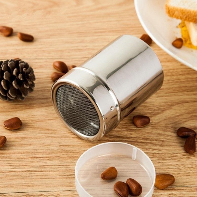 1Pcs Flour Salt Sifter Icing Sugar Stainless Steel Mesh Shaker Dredger Cocoa Chocolate Powder Shaker