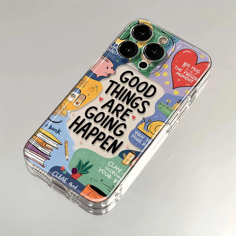 Чехол для телефона Good Thing Happened для iPhone 16promax - мягкий силиконовый противоударный защитный чехол для линз Graffiti на iPhone 16/15/14/13/12/11/Xs/Pro/Plus