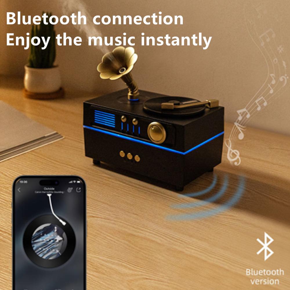 Xiaomi 160ml Aromatherapy Spray Humidifier with Remote Control and 7-Color Ambient Lighting Horn Rotation Vintage Gramophone Diffuser