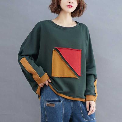 Большие размеры Женские толстовки с капюшоном «летучая мышь» Толстовки Лоскутные свободные повседневные весенние и осенние Базовые тонкие топы с длинным рукавом