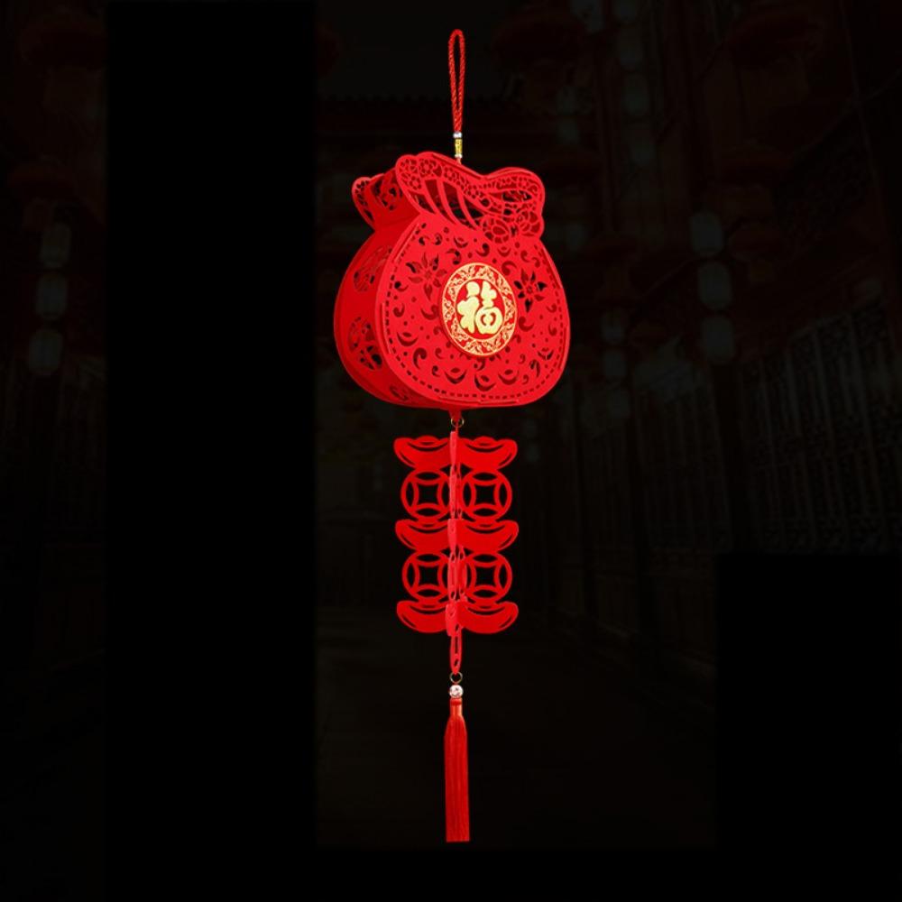 DIY Felt Red Lantern 3D Chinese Red Lantern Decorative FU Character Lantern New Year