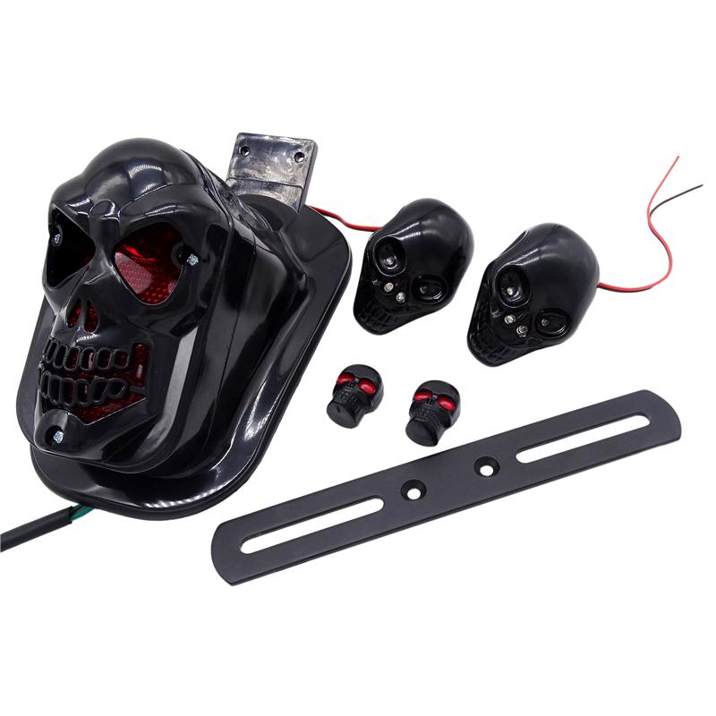 1 пара сигнальных фонарей для мотоциклов в форме черепа, украшение для мотоцикла, светодиодный указатель поворота, задний стоп-сигнал, универсальные аксессуары