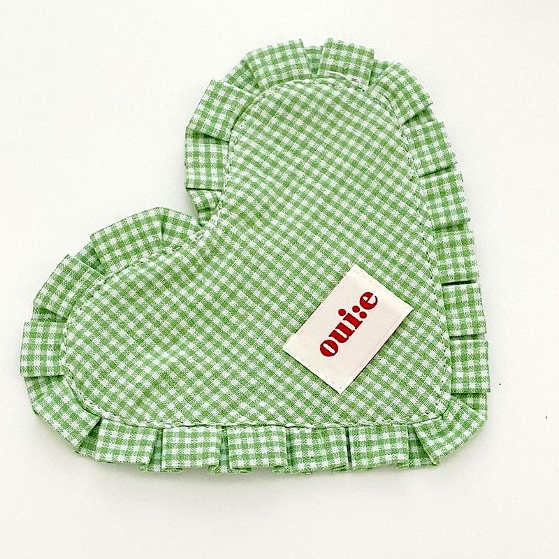 1Pc Checkered Placemat Korean Background Cloth Ins Gourmet Photography Sweet Heart-Shaped Coaster Desktop Decoration