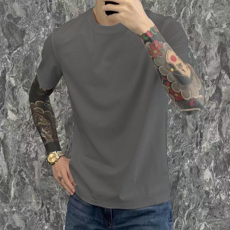 Футболка с короткими рукавами, мужская трендовая футболка из Instagram, повседневная однотонная одежда с круглым вырезом для мужчин