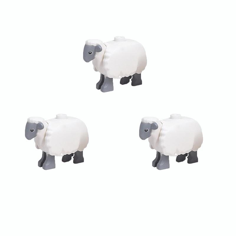 MOC Кубики Игрушки Модель Ферма Строительные блоки Крупный рогатый скот Лошадь Повозка Транспорт Огород Цветок Растение Фрукт Поле Дерево Животное