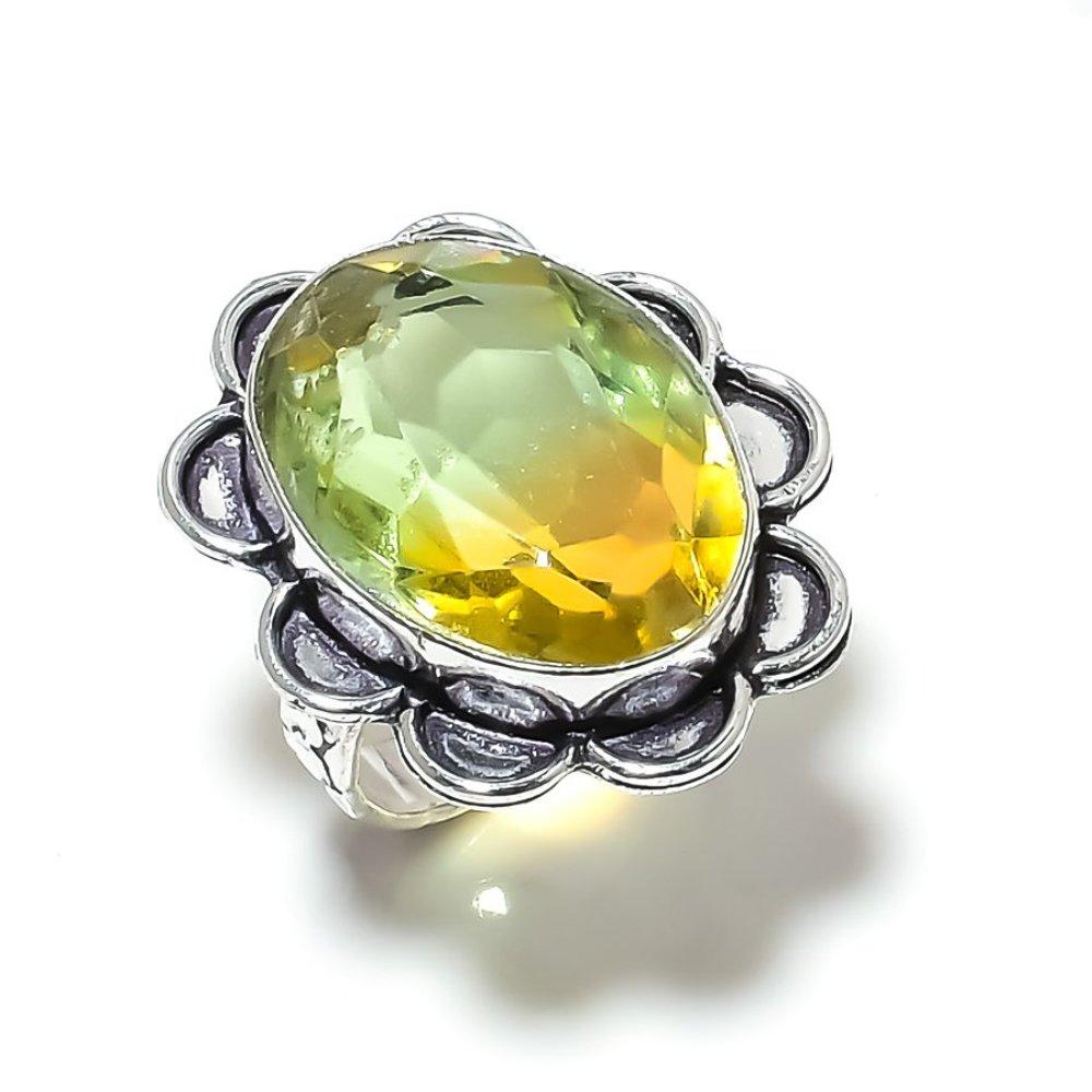Bi-Color Tourmaline Gemstone 925 Sterling Silver Gift Jewelry Ring Size 9