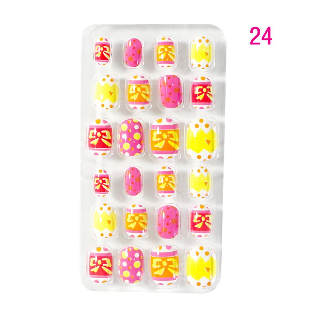 Children Press On Candy Color Self Adhesive Fake Nails False Nails Nail Art Manicure Tips