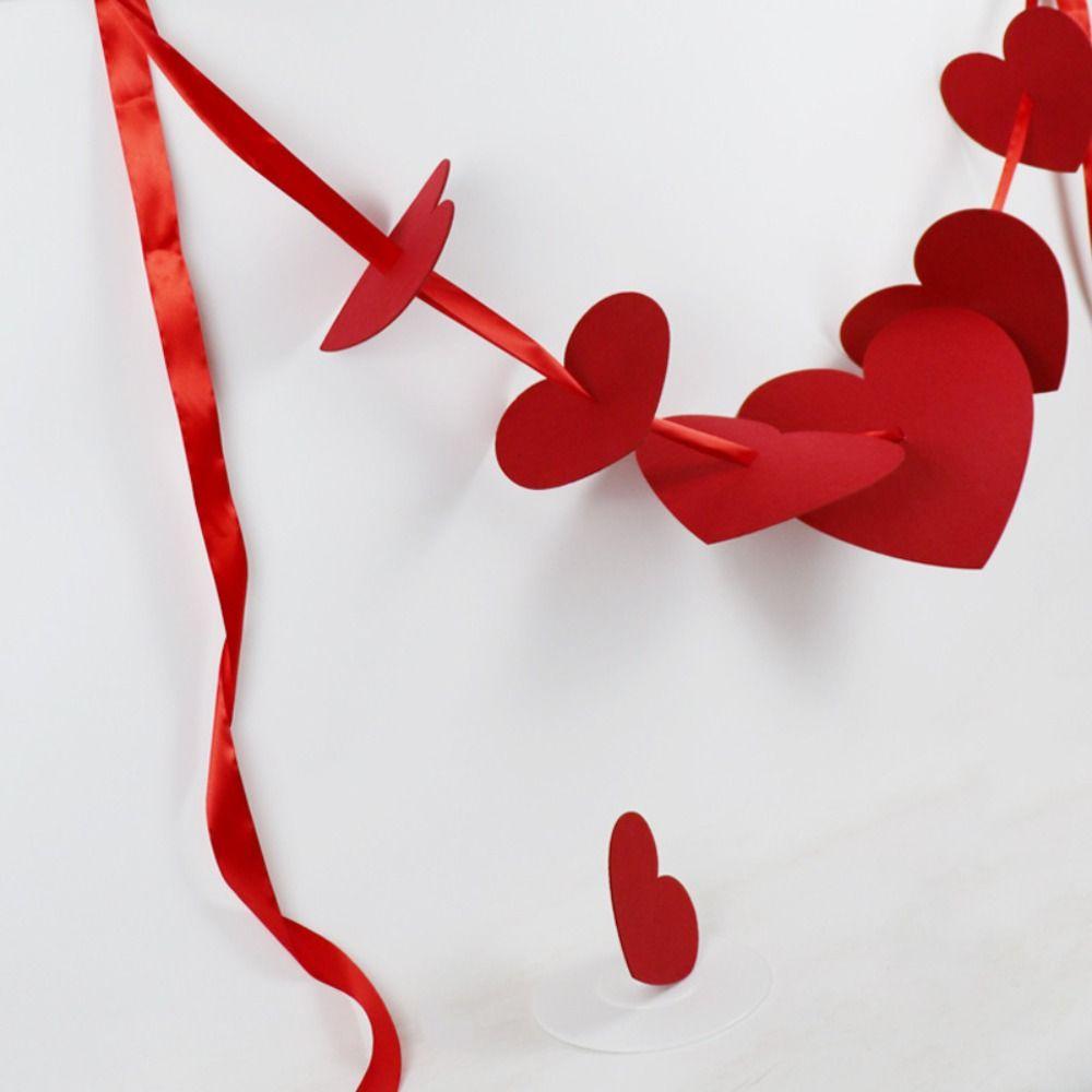 Durable Red Heart-Shaped Banner Reusable 300cm Wedding Photo Prop Romantic Creative Wedding Banner Garland Household