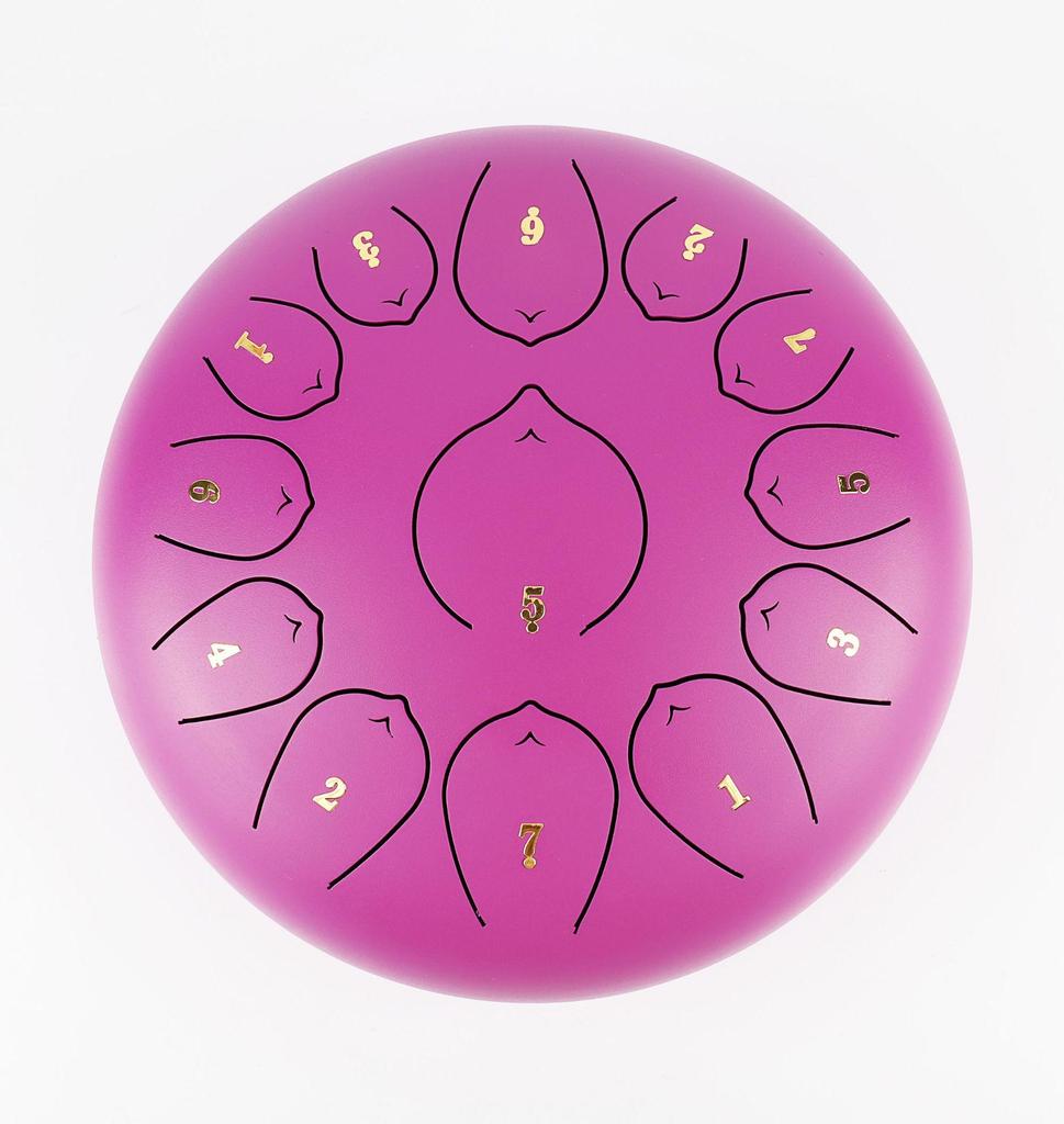 Steel Tongue Drum: 12" with 13 Sanskrit Sounds, Dust-Free, Stress-Free Design, Available In Empty Drum Color.