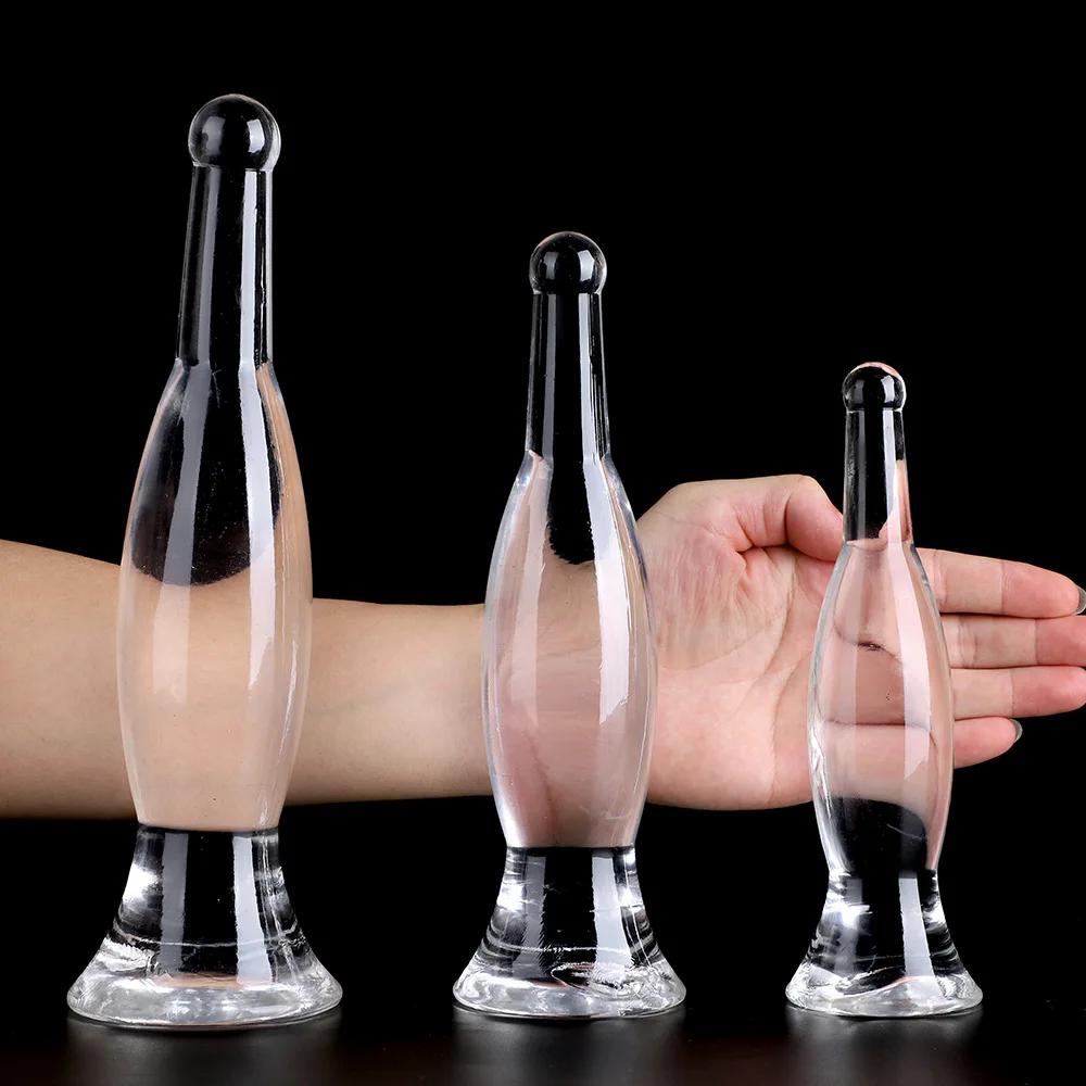 20-29см Кристально-голубая ваза Анальная пробка Задняя пробка Здоровье Мягкий TPE материал Форма пивной бутылки Анальный дилдо Игрушка для анального секса для взрослых для женщин