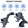 Adjustable Car Phone Holder Cellphone Holder Dashboard Mount Auto Lock Stand Suction Cup Cradle for 4-7inch Phone