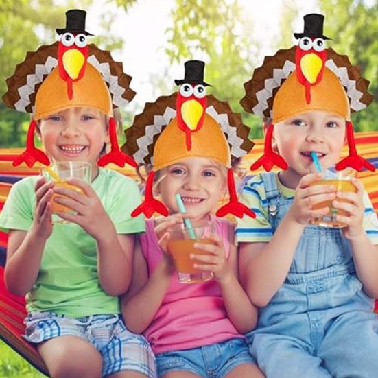 Аксессуар для костюма на День благодарения, плюшевая шапка в виде индейки, головной убор, повязка на голову в виде куриного глаза и ножки для новогодней вечеринки