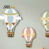 Healing Style Home Wall Decoration 3Pcs Cute Hot Air Balloon Wooden Decor, Cloud Banner Nursery Minimalist Art for Hanging, Playroom Background