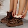 Winter New Flat Snow Boots Women's Round Head Suede Leopard Print Soft Sole Anti-slip Wear-resistant Thick Sole Short Boots