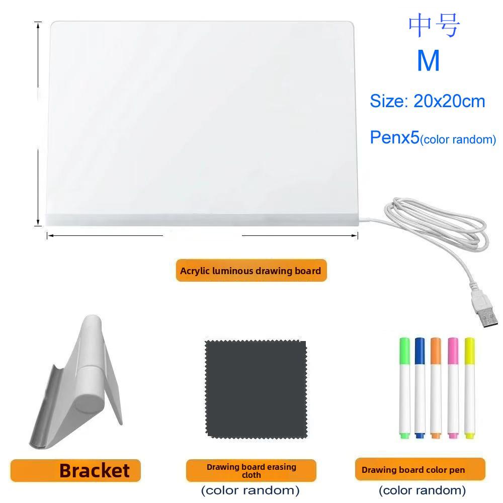 Kid Drawing Toy Led Note Board Diy Acrylic Board With Colour Pens Led Drawing Board Luminous Blackboard Wordpad With Night Light