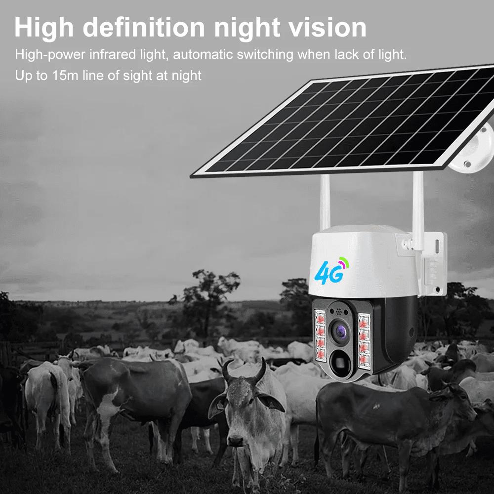 4G 1080P SIM Card Solar Smart Camera 4K CCTV WiFi IP Outdoor Dual Lens Wireless Camara Waterproof CCTV Home Security Protection