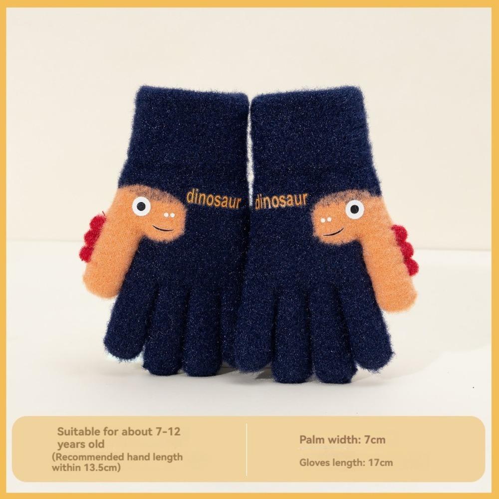 Cartoon Dinosaur Winter Knitted Gloves 7-12 Years Old Kids Gloves  Boys and Girls