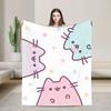 Colorful Cartoon Cat Fleece Throw Blankets P-Pusheencats Blanket for Home Office Soft Bedspread,