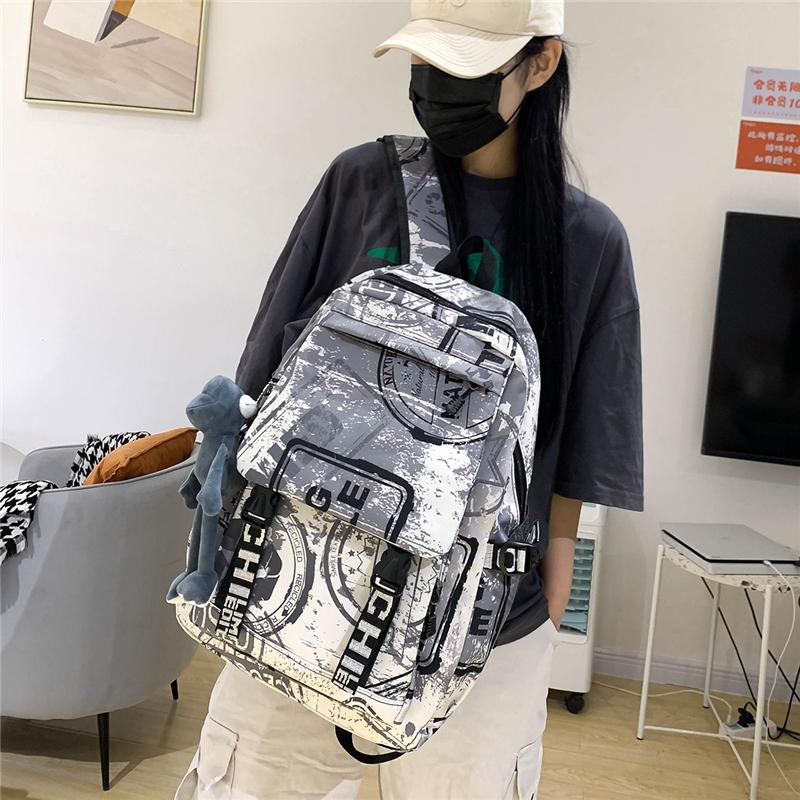 Модная школьная сумка Мужская Женская Рюкзак с граффити Большой вместимости Студенческий рюкзак AVE