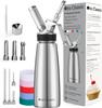 Classic 304 Stainless Steel Whipped Cream Dispenser, 500ml/ 3 Decorating Nozzles 4 Injector Tips and 6 Colored Grips