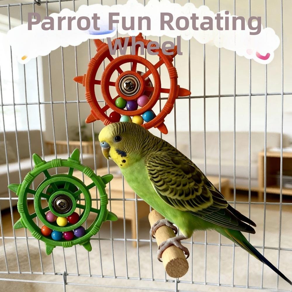 Colorful Beads Parrot Spinner Rattle Toy Bite Resistant Bird Cage Toy Bird Cage Use