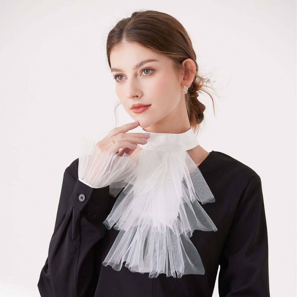 Womens Lace Ties Shirt Fake Collar Women Adult Detachable Lapel Shirt Fake Collar Shawl False Removable Collars
