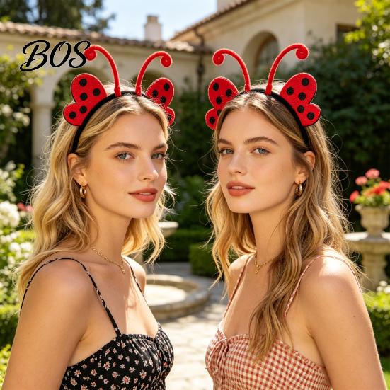 Ladybug Hair Accessory Insect Wing And Antenna Headband, Cute Butterfly Bee Sporty Elastic Hairband Felt Headpiece for Halloween Cosplay Party