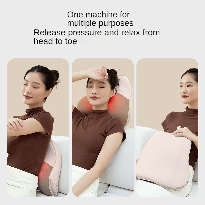Многофункциональный массажер для шеи и спины, подушка для массажа поясничной поддержки, массажер для шейного отдела позвоночника, массаж всего тела с подогревом