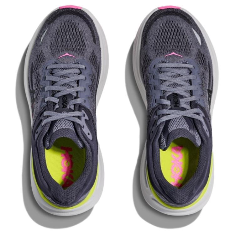 HOKA One One Bondi 9 Удобные Мягкие Прочные Низкие Кроссовки для Бега Женские кроссовки Серые 1162012-CYG