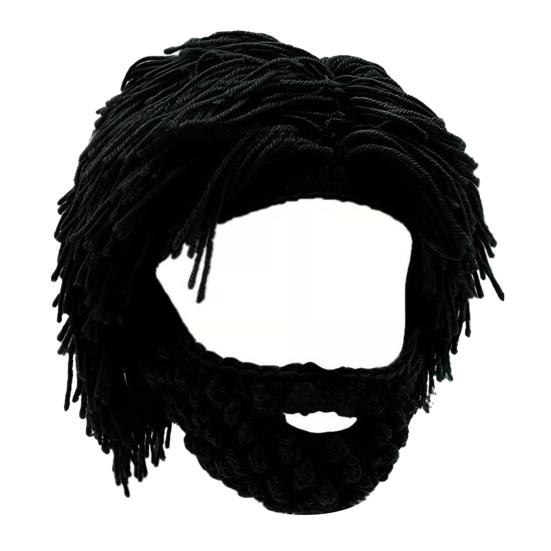 Шерстяная шапка со съемной бородой Теплая Удобная Шапка в стиле панк Аксессуар для Хэллоуина Рождественских вечеринок Косплея