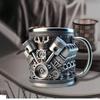 Кружка 3D из нержавеющей стали с изображением двигателя V8Кружка из смолы с изображением двигателя V8