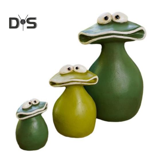 Фигурка лягушки с большим ртом, украшение из смолы, семейная лягушка, водонепроницаемая мультяшная садовая статуэтка лягушки для наружного внутреннего декора