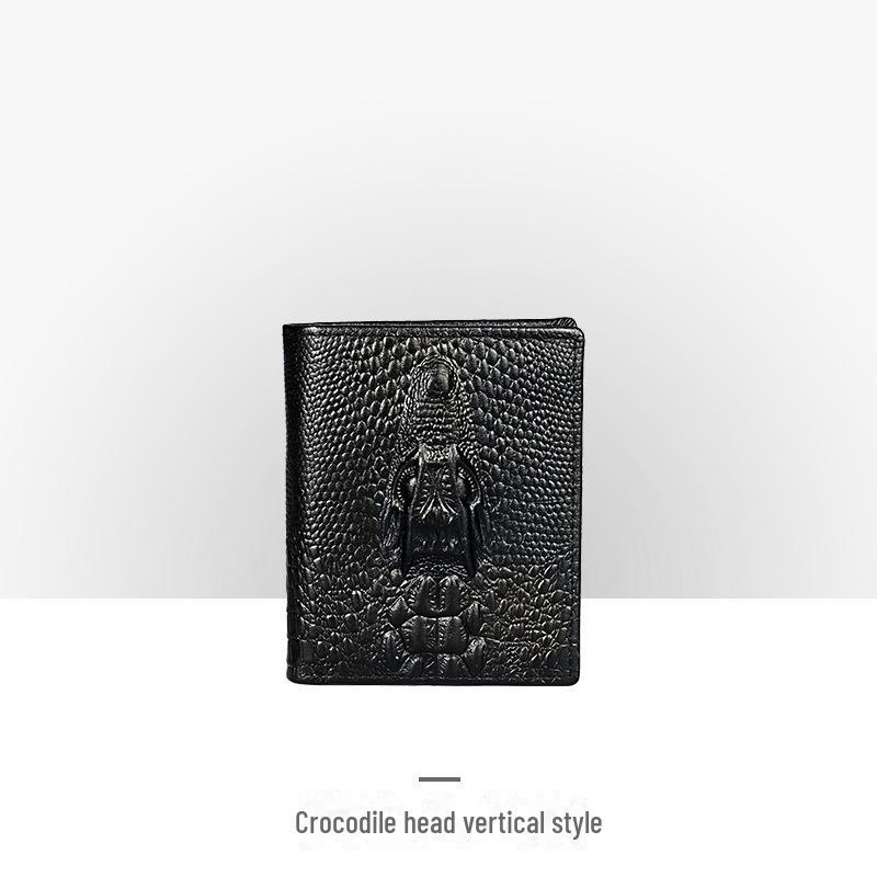 Мужской ретро-кошелек из натуральной кожи с тисненым вручную узором под крокодила, длинный, большой вместимости, с отделениями для нескольких карт.