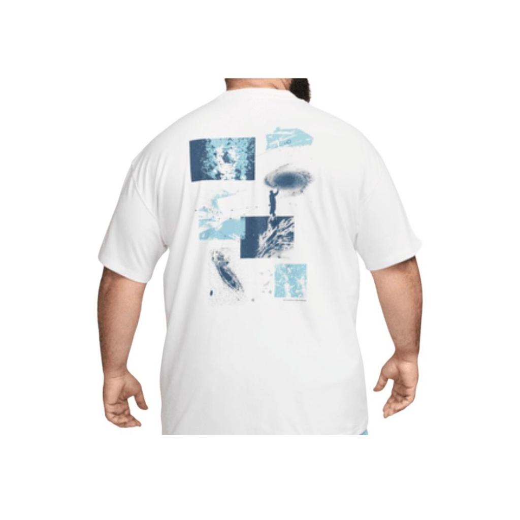 Nike Dri-Fit Повседневная Удобная Спортивная Пот-Впитывающая Футболка с Коротким Рукавом Мужские Топы Mountain-Peak-Белый FZ5275-121