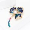 Delicate Alloy Enamel Rhinestone Clover Flower Brooch Elegant Versatile Women'S Clothing Corsage Ornament Pin